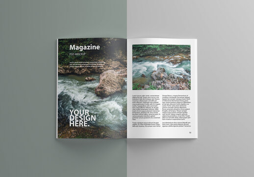 Top View Open A4 Magazine Mockup