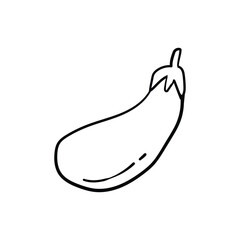 Healthy vegan eggplant doodle hand drawn design vector illustration