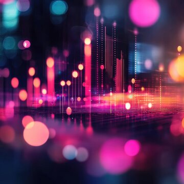 High-tech scatter plots glowing with live business data streams
