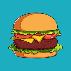 Cheese Burger Cartoon Vector Illustration