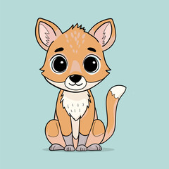 Cute Fox Sitting Cartoon Vector Illustration