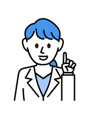 白衣を着た説明する女医