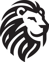 Simple lion logo on black and white background