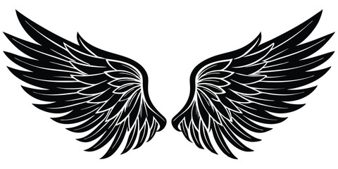 Obraz premium A Wings Silhouette black Vector