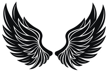 Fototapeta premium wings collection set black and white hand drawn illustration