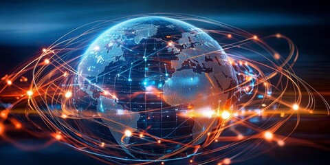 Representation of cyber technology enhancing communication worldwide.