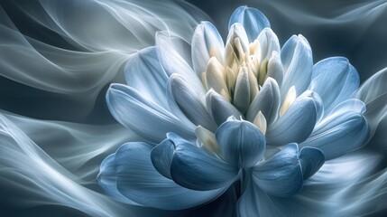 Blossom Lupine flower with delicate light blue petals, serene and ethereal atmosphere, dreamlike feelings