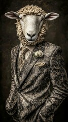 Elegant white sheep showcasing modern fashion.