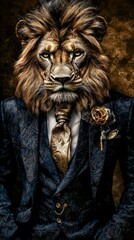 Charismatic leo showcased in a dapper outfit.