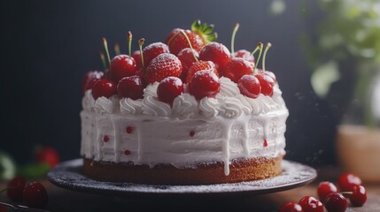 Strawberry cake close-up