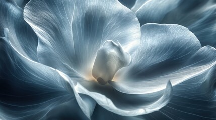 Obraz premium Blossom Orchid flower with delicate light blue petals, serene and ethereal atmosphere, dreamlike feelings