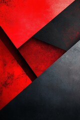 Bold geometric shapes in red and black create a striking abstract background, perfect for sale promotions. The sleek design features textured layers and gradients, providing ample space for text