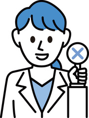 白衣を着た説明する女医