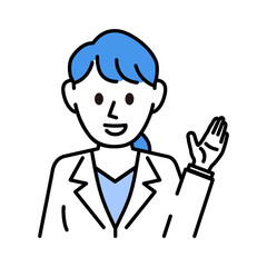 白衣を着た説明する女医