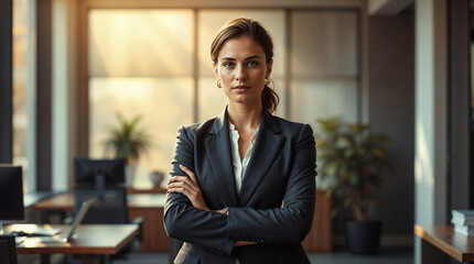 Obraz premium : Confident Businesswoman Standing in Modern Office