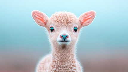 Obraz premium Adorable baby deer, field, foggy morning, wildlife portrait, nature