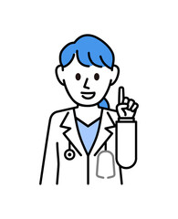 白衣を着た説明する女医