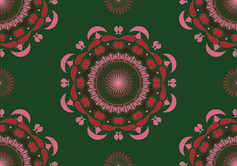 seamless mandala geometric floral  pattern design for ornament fabric embroidery ceramic carpet wallpaper background textile art print 