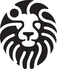 Simple lion logo on black and white background