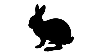Obraz premium Silhouette rabbit sitting against a white background