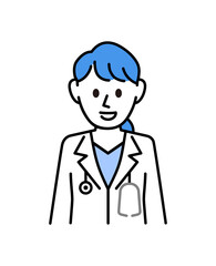 白衣を着た説明する女医