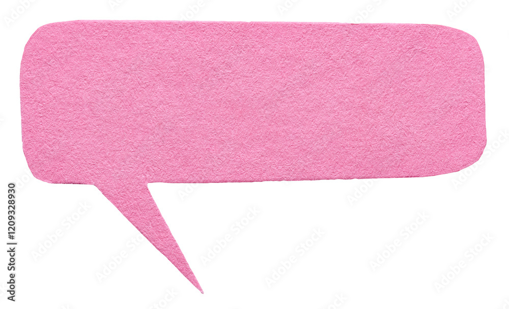 Fototapete pink blank cut out cardboard paper speech bubble with round rounded corners rough edges, copy space 