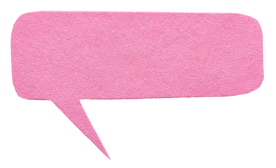 Pink blank cut out cardboard paper speech bubble with round rounded corners rough edges, copy space for text on transparent png background design element