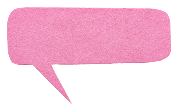 Pink blank cut out cardboard paper speech bubble with round rounded corners rough edges, copy space for text on transparent png background design element - Powered by Adobe