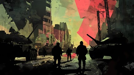 Military Coup Symbolism - Modern Conceptual Illustration