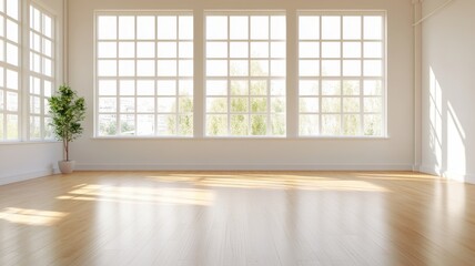 Obraz premium Spacious Contemporary Loft with Elegant Wooden Flooring and Modern Design Elements