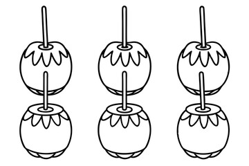 Obraz premium Caramel Apple Monoline Icon Set