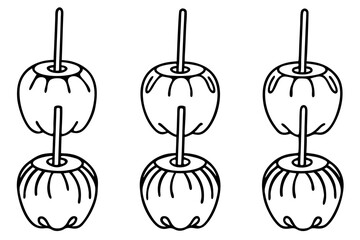 Obraz premium Caramel Apple Monoline Icon Set
