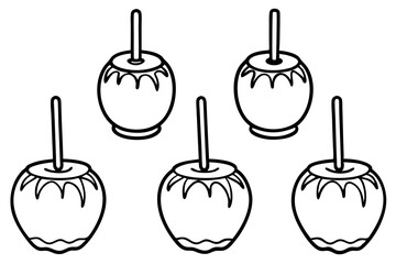 Obraz premium Caramel Apple Monoline Icon Set