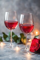 Two glasses of wine and rose