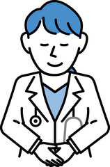 白衣を着た説明する女医