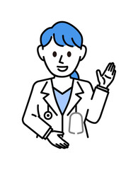 白衣を着た説明する女医