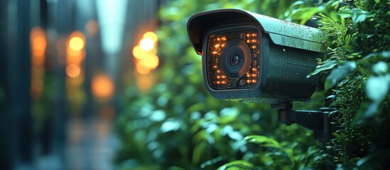 Modern Home Security Camera Outdoor Surveillance with Minimalist Design and Soft Lighting