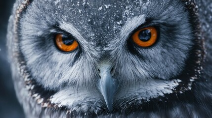 Close-up Portrait of an Owl's Face with a Sharp Focus on its Eyes