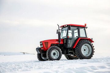 Obraz premium red tractor in snow