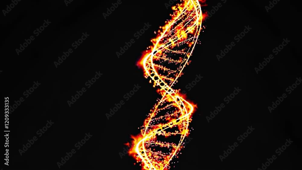 Poster exploring the intricate beauty of glowing dna strands in a dark background during a science presenta