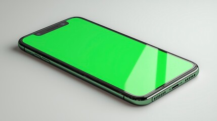 Modern smartphone with green screen mockup on white background. (1)