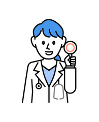 白衣を着た説明する女医