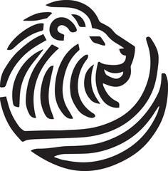Simple lion logo on black and white background