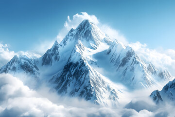 Obraz premium Snow covered mountains with a panoramic winter landscape and icy peaks