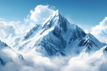 Obraz premium Snowy Swiss Alps Mountain Landscape with Glacier and High Peaks