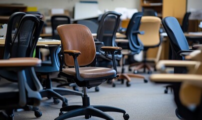 Fototapeta premium Office Chairs Arranged in a Room Ready for Use