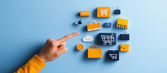 Ai generate innovative shopping icons e-commerce graphic design digital environment elevated viewpoint