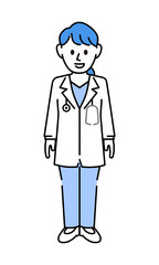 白衣を着た説明する女医