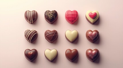 Obraz premium Heart Shape Chocolate Confectionery Displayed on Soft Background
