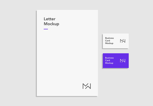 Minimal Letter and Business Card Mockup